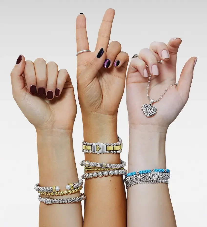 various jewelry pieces on 3 different models