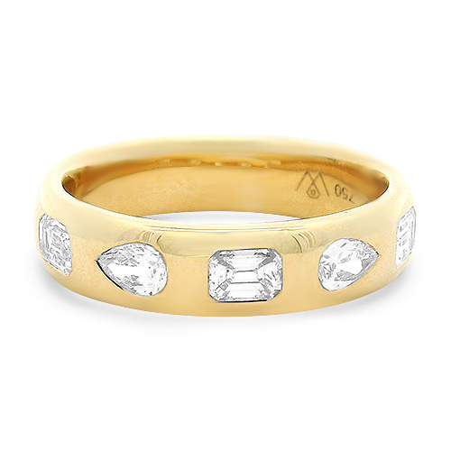 18kt Yellow Gold Multi Shape Bezel Set Diamond Band - Underwood Jewelers