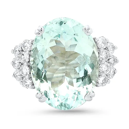 18KW Aquamarine & Diamond Ring
