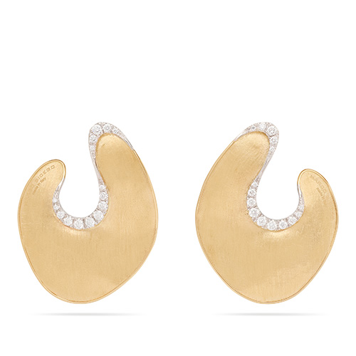 Lunaria C Shape Earrings with Diamonds