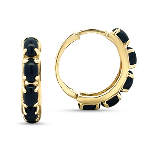 14KY Black Onyx Hoops