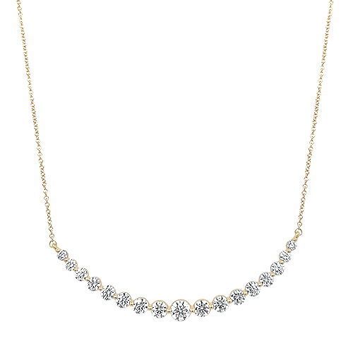 18KY Diamond Smiley Bar Necklace