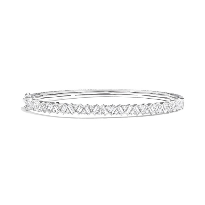 2.06ctw Baguette & Round Diamond Bangle