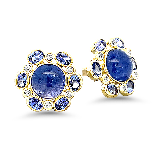 Tanzanite & Diamond Stud Earrings