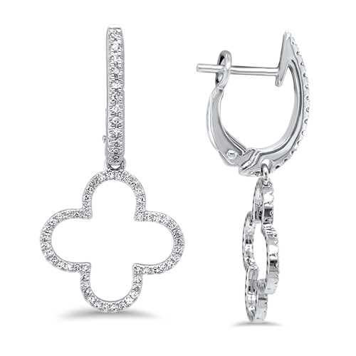 Silhouette Diamond Quatrefoil Drop Earrings
