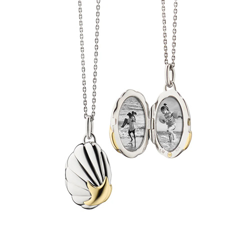 "Neptune" Shell Two-Tone Locket Necklace