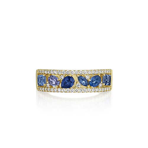 Multi Shape Gemstone & Diamond Band