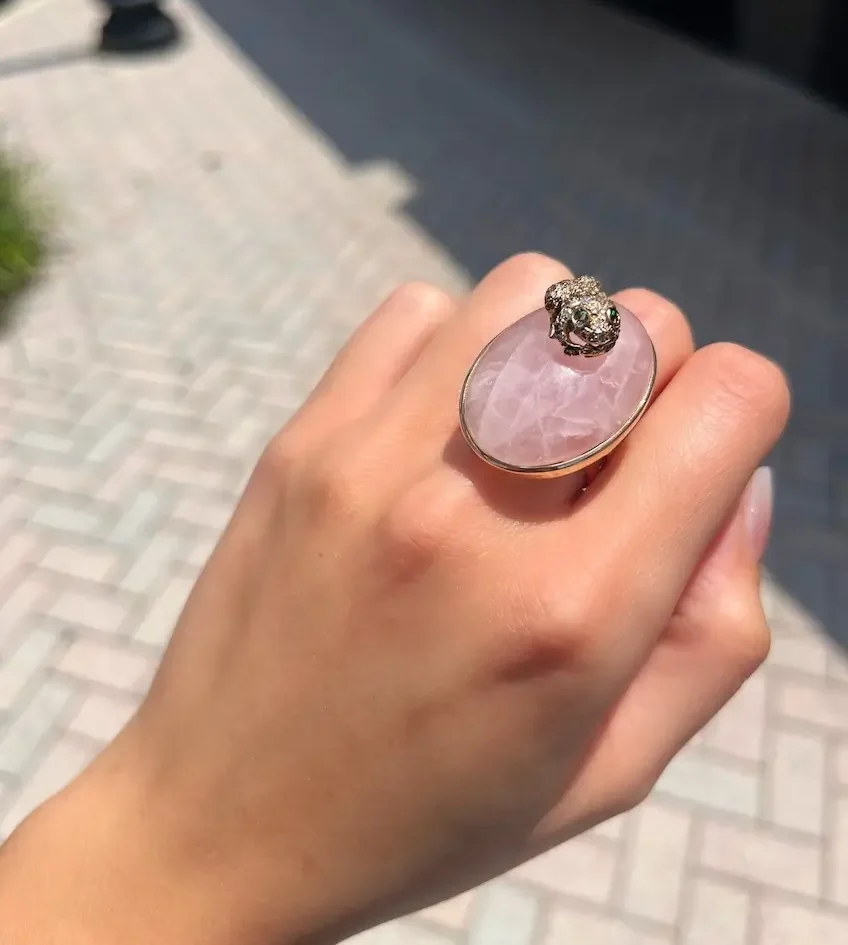 estate ring on woman's finger