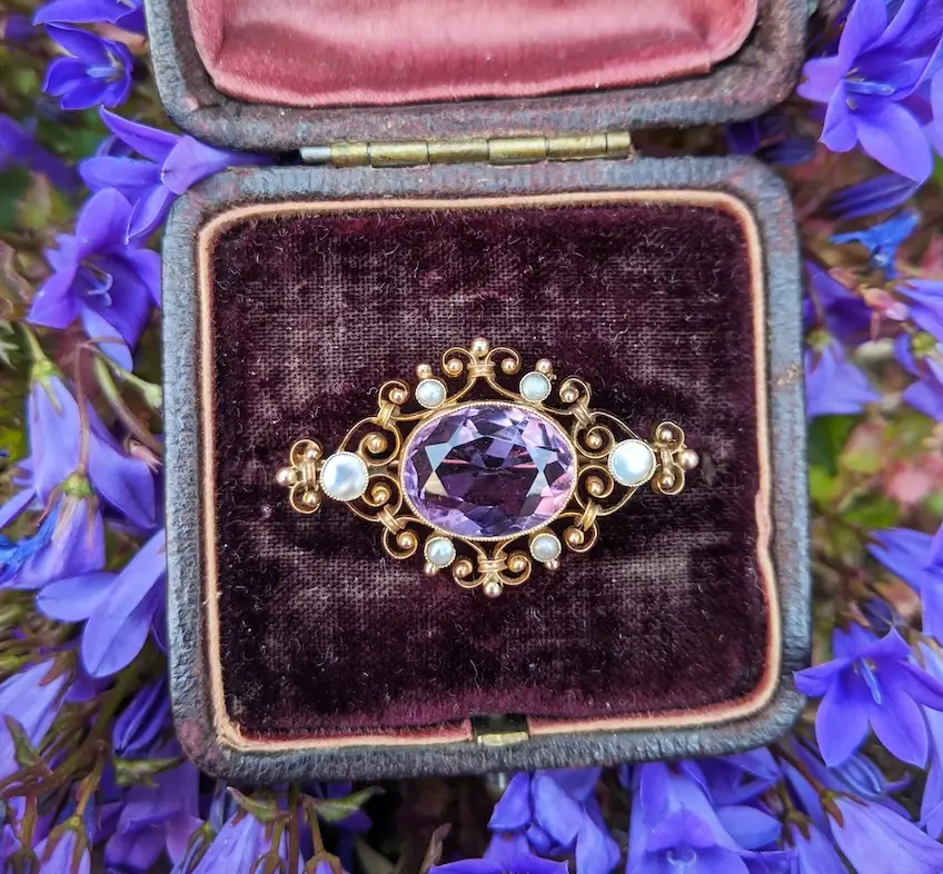 estate ring displayed inside ring box