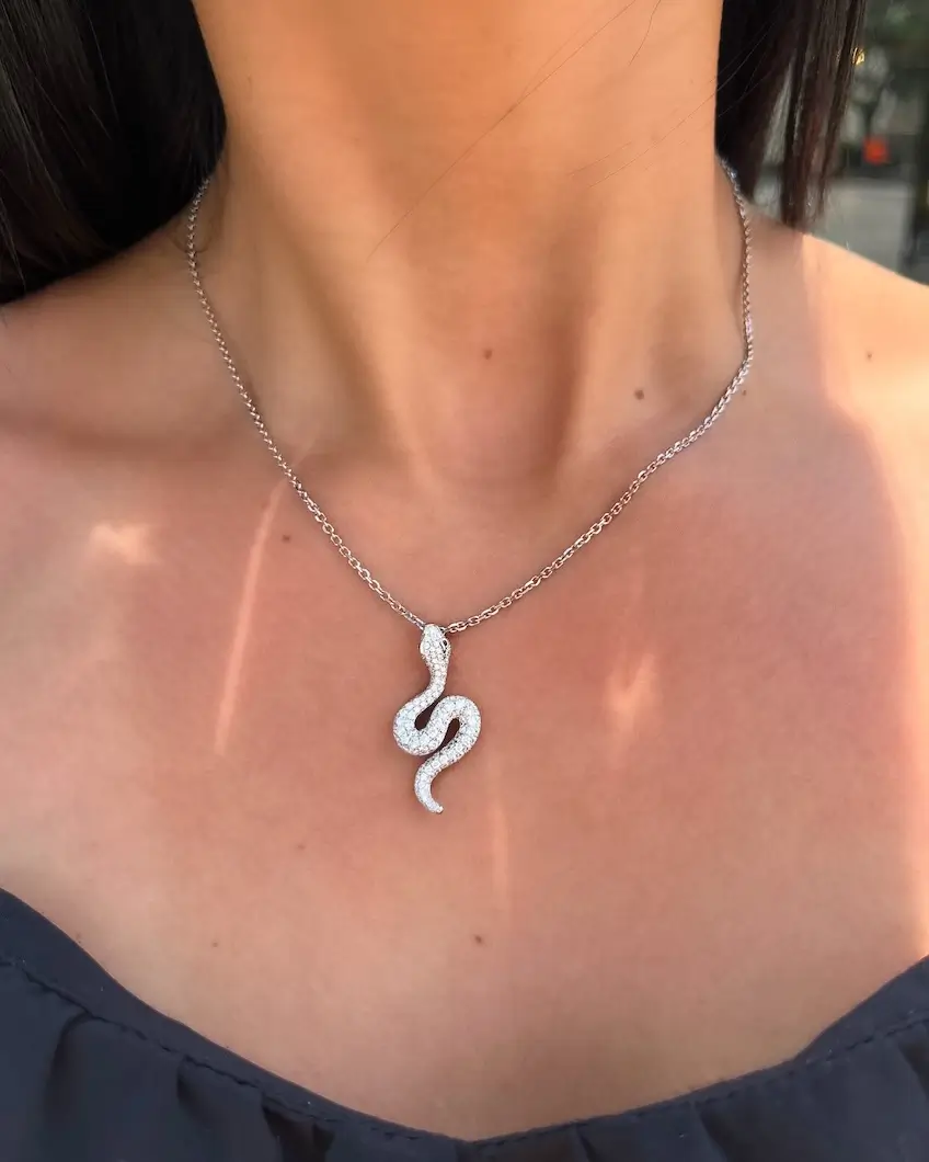 estate necklace around woman's neck