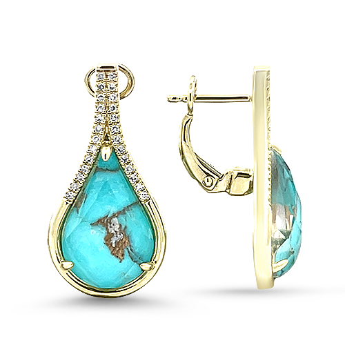 Turquoise & Diamond Teardrop Earrings