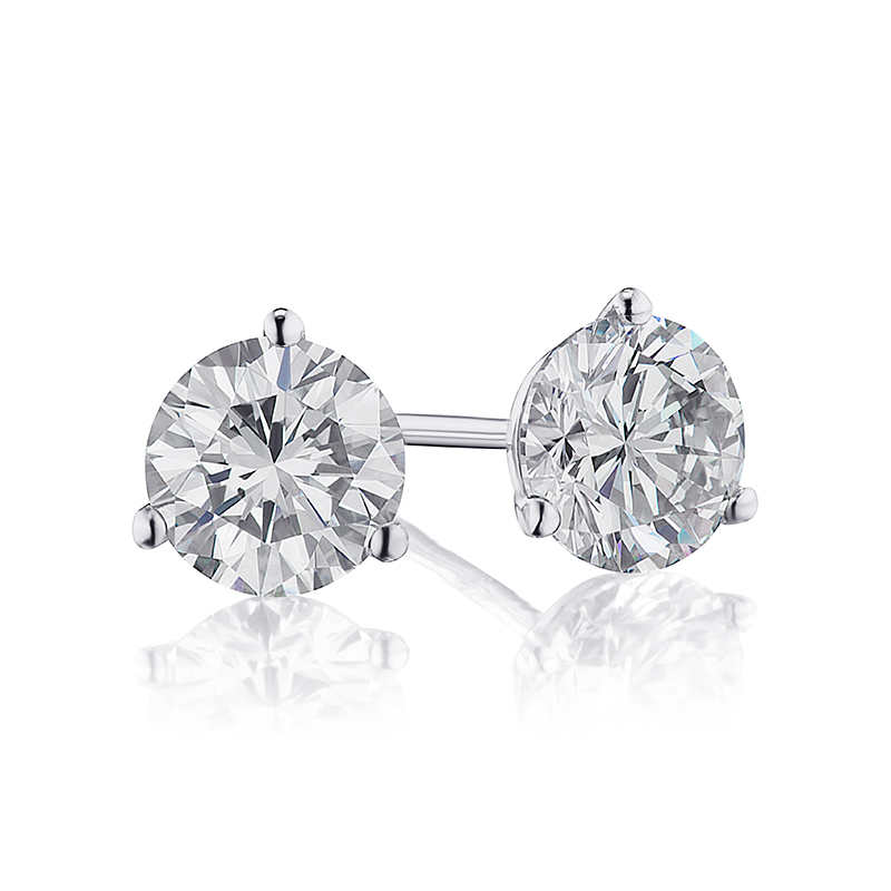 1.47ctw ideal cut diamond stud earrings in 14K white gold – Underwood Jewelers