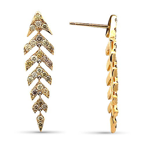 14K yellow gold arrow drop earrings with 1.00ctw multi-color diamonds – Underwood Jewelers