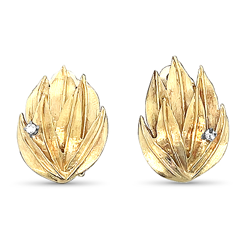 Brushed Gold Leaf Clip On Earrings