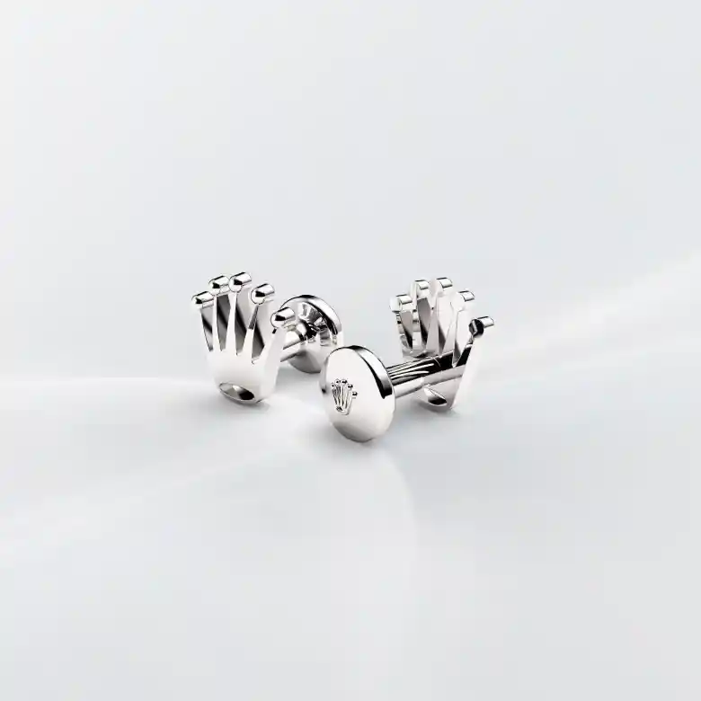 rolex ‘Crown’ cufflinks in White gold, A1019 at underwood jewelers