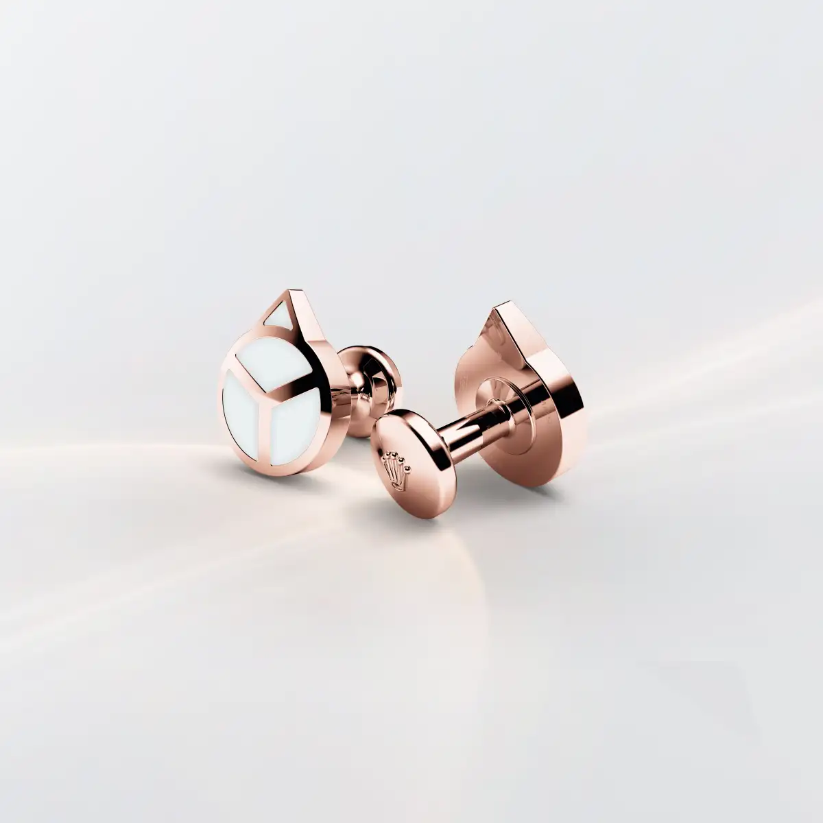 Rolex Hand' cufflinks in Everose gold and luminescent material, A1025 at Underwoods Jewelers