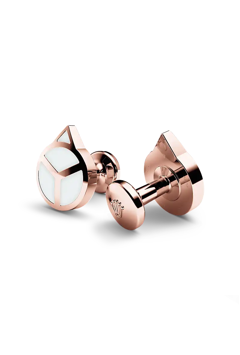 rolex ‘Hand’ cufflinks in Everose gold and luminescent material, A1025 at underwood jewelers