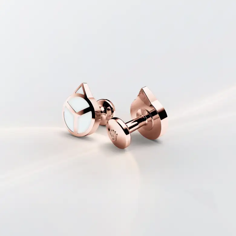 Rolex Hand' cufflinks in Everose gold and luminescent material, A1025 at Underwoods Jewelers