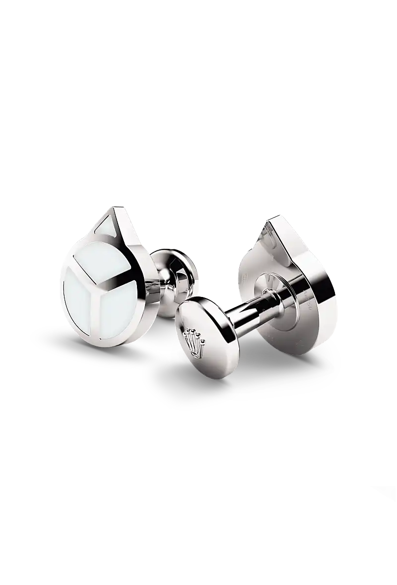 rolex ‘Hand’ cufflinks in White gold and luminescent material, A1029 at underwood jewelers