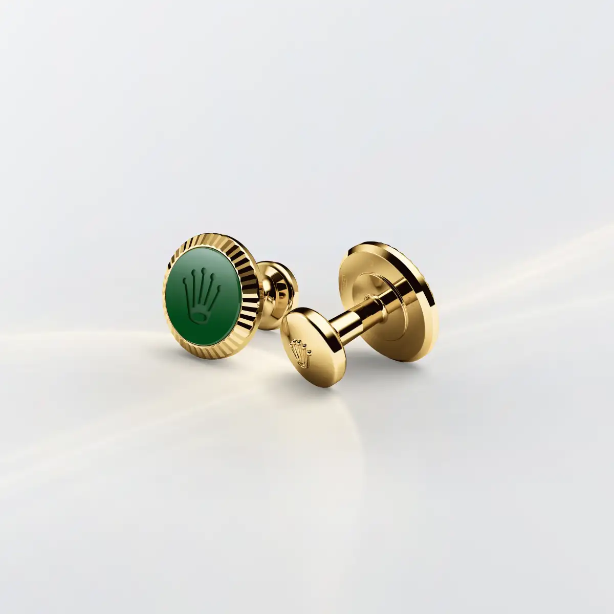 Rolex Fluted' cufflinks in Yellow gold and ceramic, A1038 at Underwoods Jewelers
