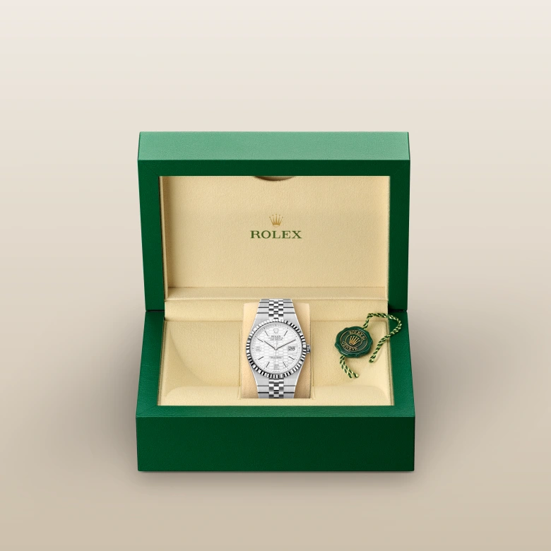 rolex Land-Dweller in White Rolesor - combination of Oystersteel and white gold, M127334-0001 - Underwood Jewelers