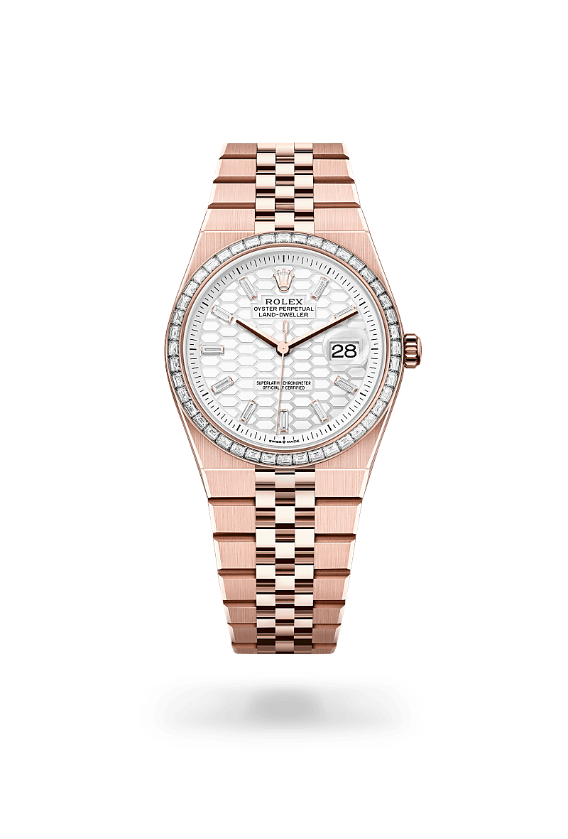 rolex Land-Dweller in 18 kt Everose gold, M127285TBR-0002 - underwood jewelers