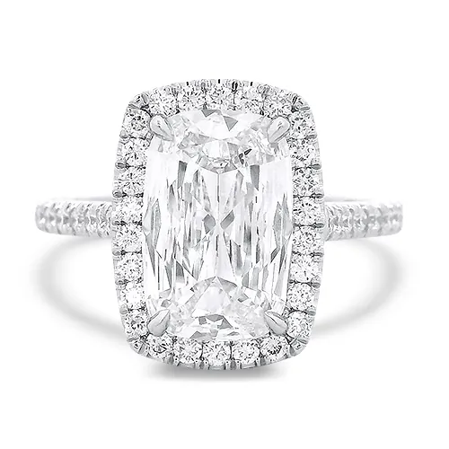 2.54CTW CUSHION CUT DIAMOND HALO RING