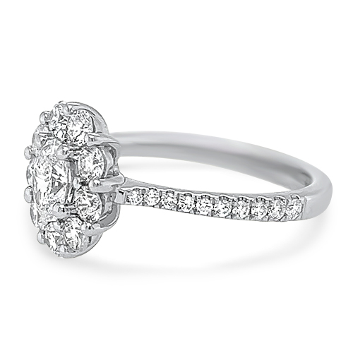 Platinum Oval Diamond Ring With Gallery-Style Halo