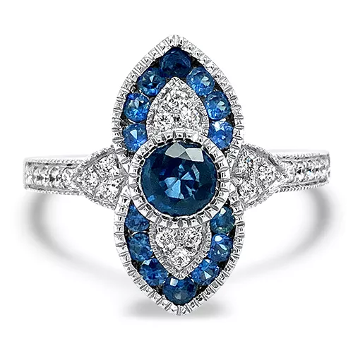 VINTAGE STYLE SAPPHIRE & DIAMOND RING