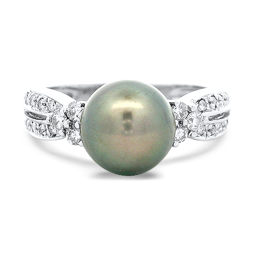 Tahitian Pearl & Diamond Ring