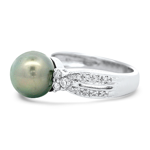 Tahitian Pearl & Diamond Ring