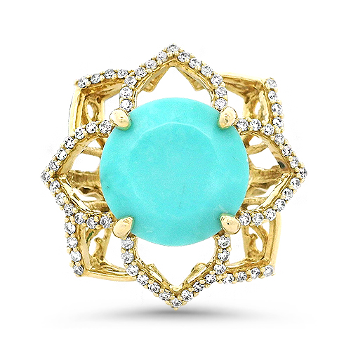 Turquoise & Diamond Flower Ring | Underwood Jewelers