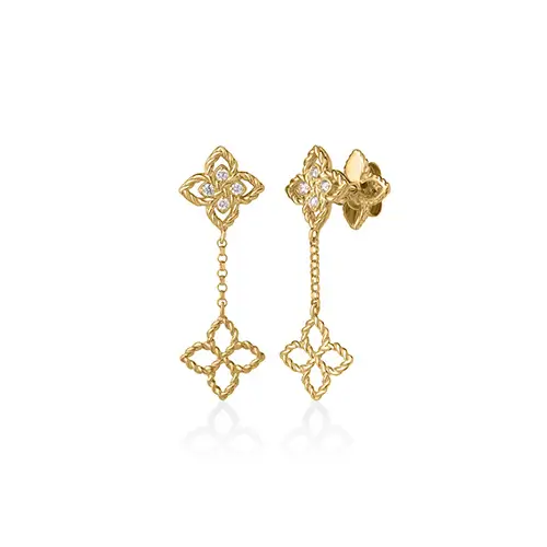 LOVE IN VERONA TINY DIAMOND FLOWER DROP EARRINGS