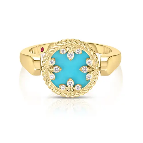 TURQUOISE & DIAMOND MEDALLION RING