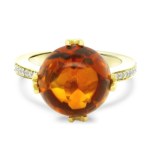 Cabochon Citrine & Diamond Ring