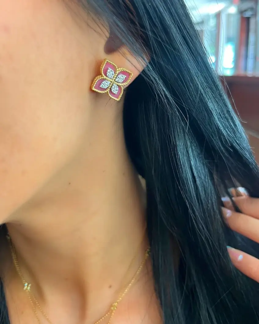 Princess Collection flower earrings on model