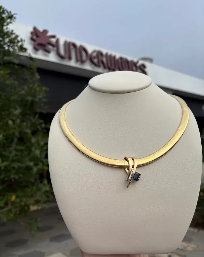 90s Estate Necklace on display outside, Underwood's storefront in background