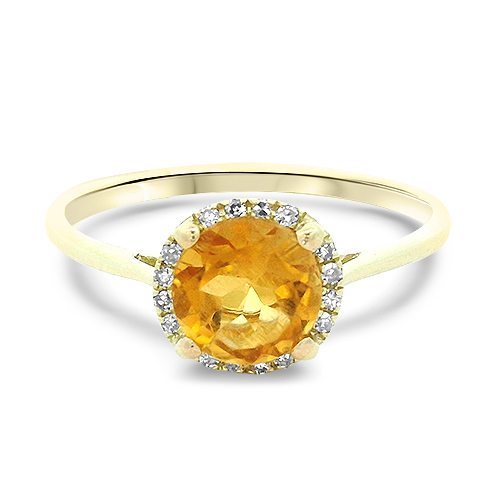 Citrine & Diamond Halo Ring