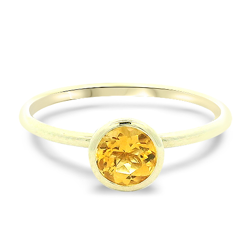 Bezel Set Round Citrine Ring