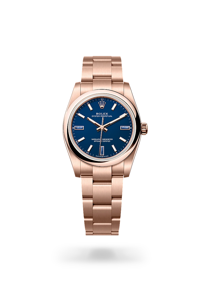 rolex Oyster Perpetual in 18 kt Everose gold, M124205-0002 - underwood jewelers