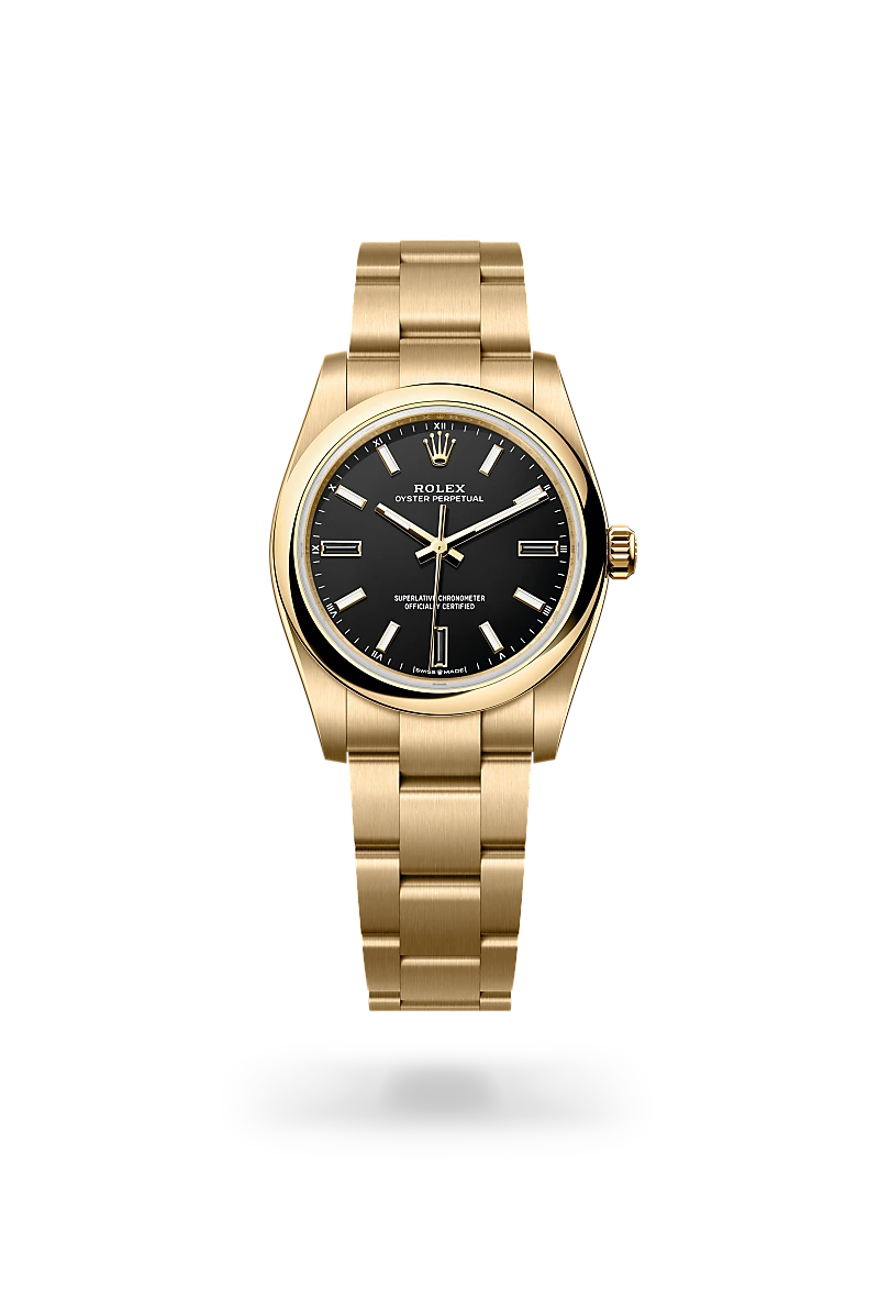 rolex Oyster Perpetual in 18 kt yellow gold, M124208-0001 - underwood jewelers