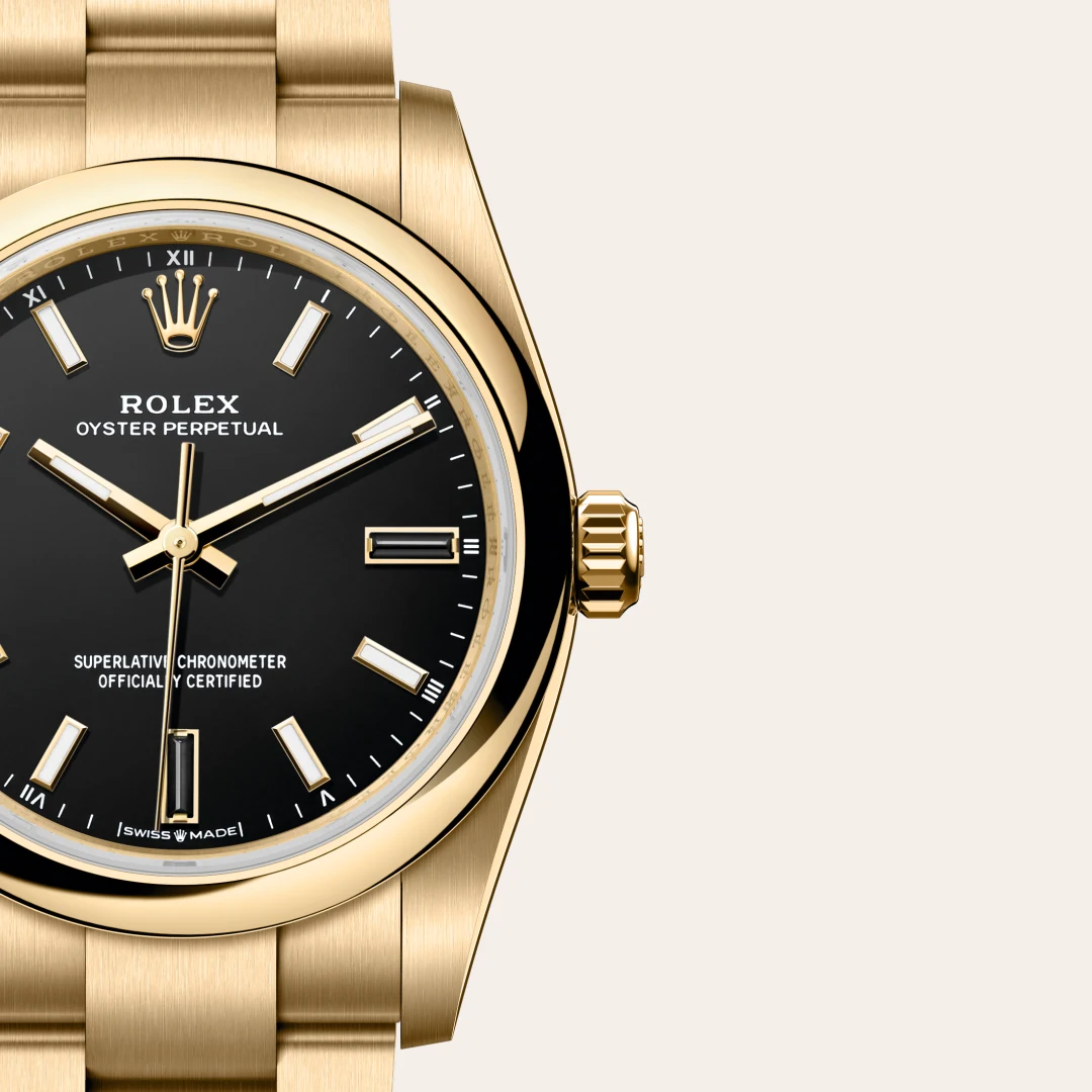 rolex Oyster Perpetual in 18 kt yellow gold, M124208-0001 - underwood jewelers