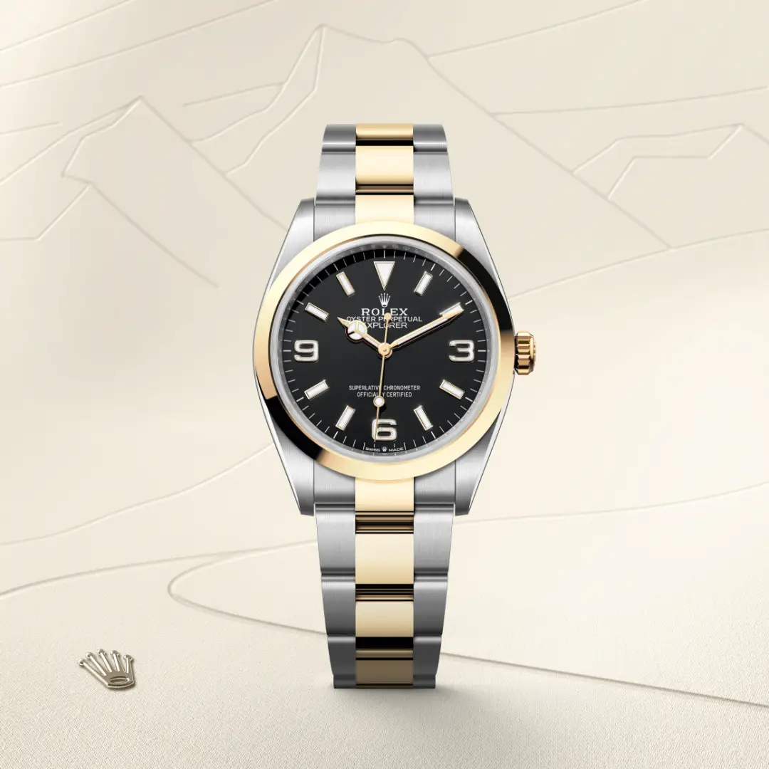 rolex Explorer in Yellow Rolesor - combination of Oystersteel and yellow gold, M124273-0001 - underwood jewelers