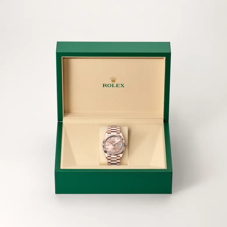 rolex Day-Date in 18 kt Everose gold, M128235-0009 - underwood jewelers