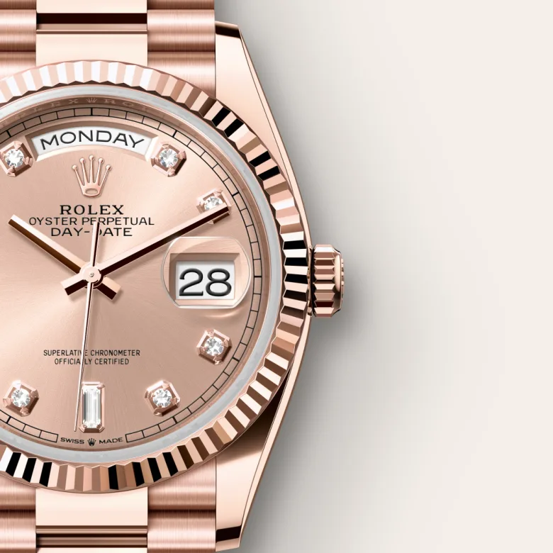 rolex Day-Date in 18 kt Everose gold, M128235-0009 - underwood jewelers