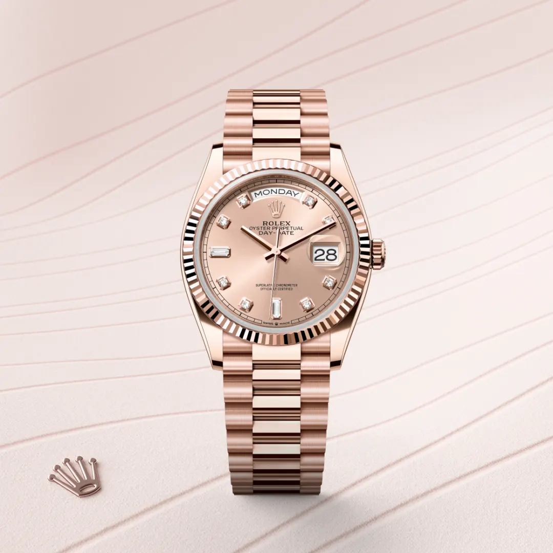 rolex Day-Date in 18 kt Everose gold, M128235-0009 - underwood jewelers