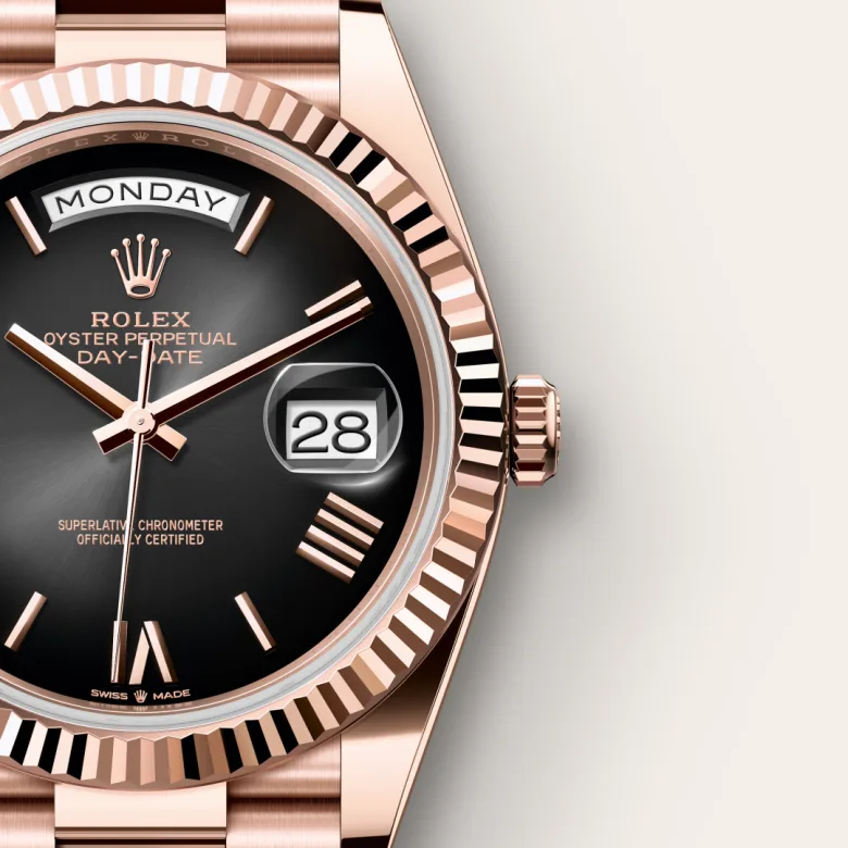 rolex Day-Date in 18 kt Everose gold, M228235-0055 - underwood jewelers