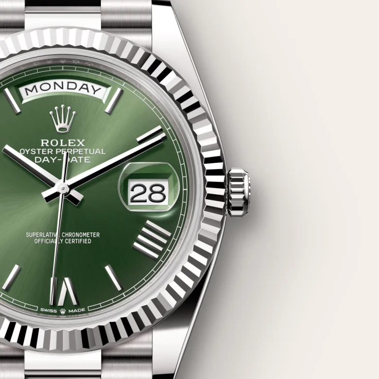 rolex Day-Date in 18 kt white gold, M228239-0033 - underwood jewelers