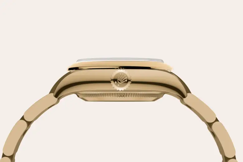 rolex Oyster Perpetual in 18 kt yellow gold, M276208-0002 - underwood jewelers