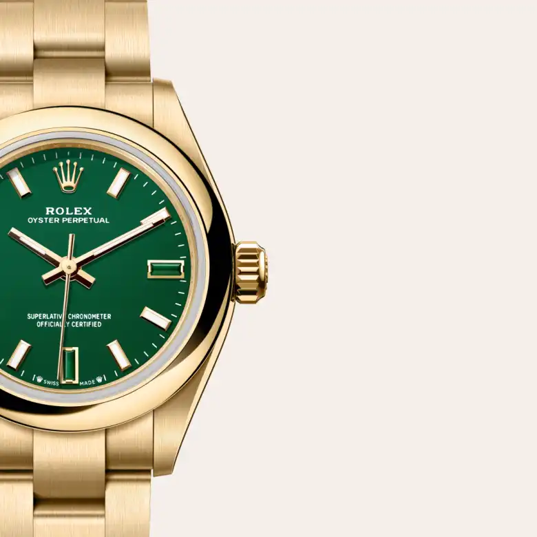 rolex Oyster Perpetual in 18 kt yellow gold, M276208-0002 - underwood jewelers
